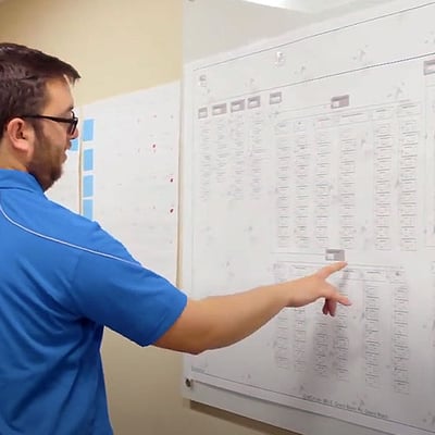 Adam Grahn uses agile construction project management tools during an project kickoff. 