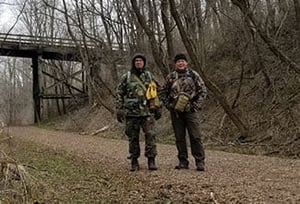 Hikers Hagen and Schmidt on trail in spring 2020