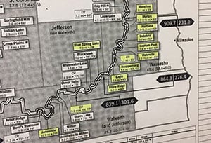 Hagen's Hikes Map showing progress on Ice Age Trail