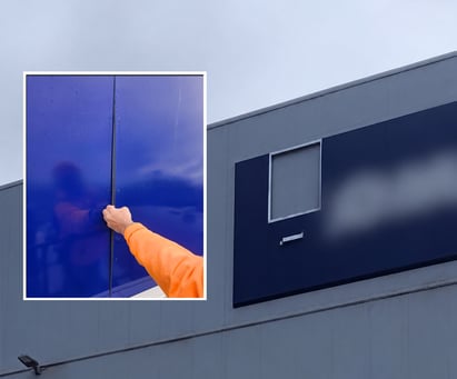 commercial sign failed and fell off
