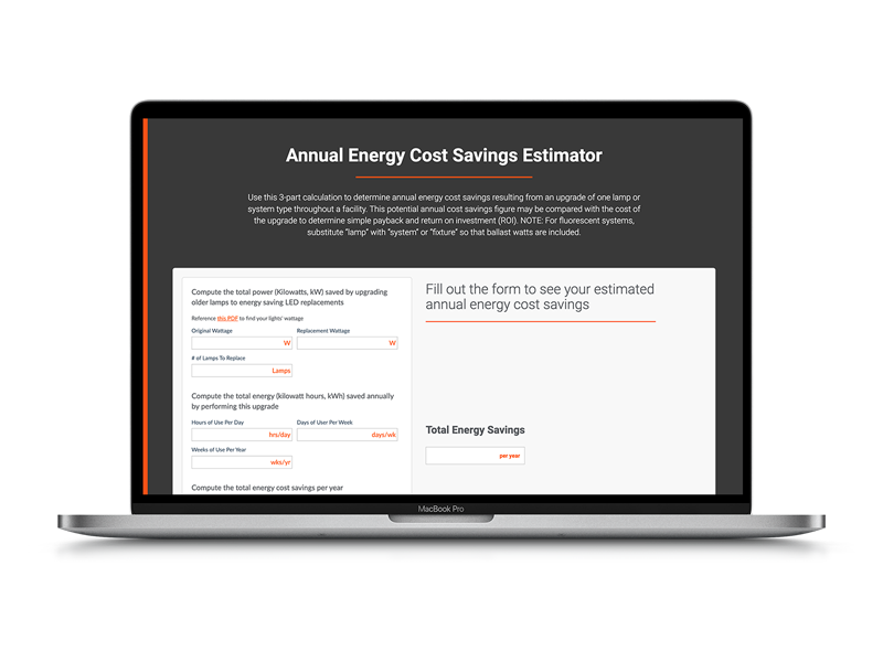 a laptop using the energy cost saving estimator